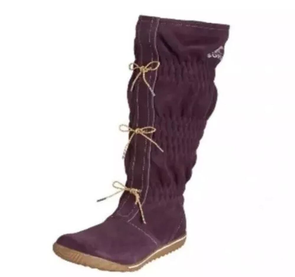 Sorel Firenzy Boots Water Resistant Suede Wool Lined Snow Lace Up Purple 8.5